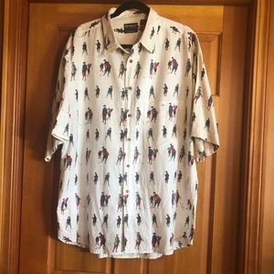 Men’s Golf Print Dad Casual Button-down Shirt XL